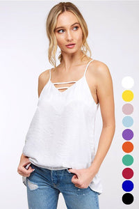 White Solid Woven Cami Top - The Pointe Boutique